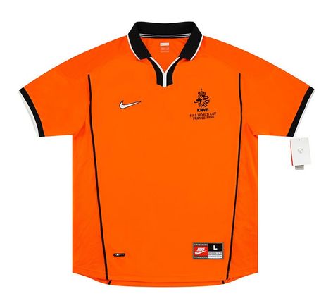 Netherlands 1998 Home Kit Netherlands Home, Fifa World Cup France, World Cup Kits, Football Jersey Outfit, Vintage Football Shirts, Retro Football Shirts, Classic Football Shirts, Soccer Uniforms, Jersey Outfit