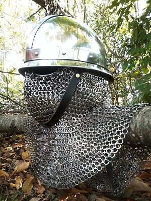 Kettle helm with full aventail Chainmail Coif, Varangian Guard, Sca Armor, Types Of Armor, Helmet Armor, Century Armor, The Balkans, Historical Armor, Ancient Warfare