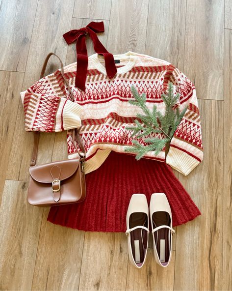 Toasty Moment Cream Multi Fair … curated on LTK Christmas Baking Outfit, Casual Ootd, Wool Mini Skirt, Christmas Outfits, Mary Jane Flats, Christmas Baking, Holiday Outfits, Christmas Outfit, Christmas Sweaters