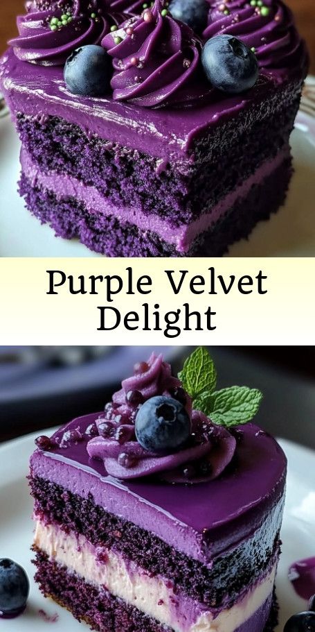 Upgrade your baking game with this vibrant and delicious Purple Velvet Cake. This colorful spin on the classic red velvet cake is inspired by Middle Eastern flavors and is sure to be a showstopper at any celebration. Follow the recipe and create a masterpiece that will captivate your taste buds and leave a lasting impression on your guests. #PurpleVelvetCake #MiddleEasternFlavors #CakeArtistry #BakingAddict #ColorfulDesserts #DessertInnovation #PartyCakes #CelebrationDesserts #SweetTreats" Purple Velvet Cake, Purple Velvet Cakes, Jubilee Cake, Gf Cake, Purple Desserts, Celebration Desserts, Purple Cake, Chocolate Chip Blondies, Velvet Cake Recipes