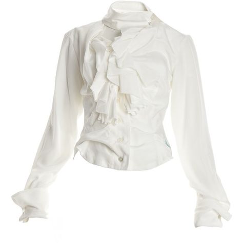 Vivienne Westwood White Silk Blouse ($710) ❤ liked on Polyvore featuring tops, blouses, shirts, vivienne westwood shirt, white silk blouse, white top, shirts & tops and white silk shirt Vivienne Westwood Top, Vivienne Westwood Shirt, Vivienne Westwood Tops, Ruffle Collar Top, White Silk Top, White Collared Blouse, White Ruffle Blouse, Frilly Blouse, White Silk Blouse