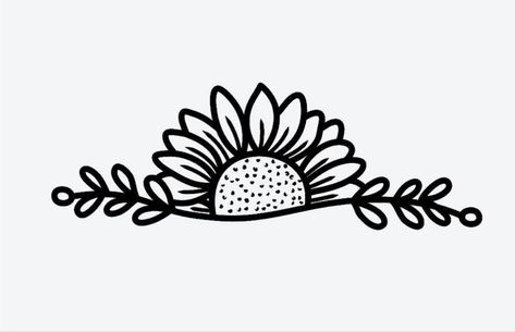 Outline Sunflower Tattoo, Simple Sunflower Drawing, Simple Flash Tattoo, Easy Sunflower Drawing, Simple Sunflower Tattoo, Small Sunflower Tattoo, Black Glitter Wallpapers, Sticker Sketch, Sunflower Coloring