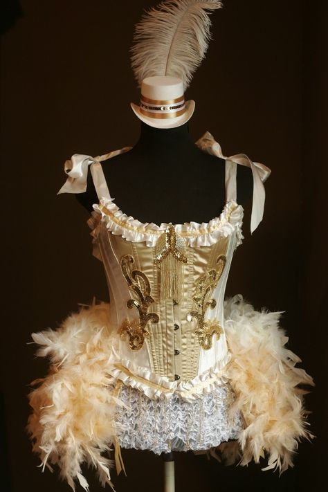 OLYMPIAN White Gold Burlesque Corset Costume Mardi Gras FEATURED in COSMOPOLITAN. $165.00, via Etsy. Saloon Girl Dress, Saloon Dress, Saloon Girl Costumes, Cabaret Burlesque, Beaded Fringe Dress, Gold Corset, Burlesque Outfit, Circus Dress, Showgirl Costume