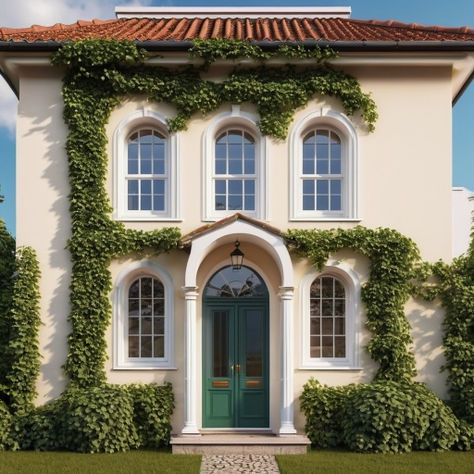 dream home with ivy, arched windows, spanish style architecture cozy home with sunlight and garden charming house Bahamas Beach, Spanish Style Architecture, Charming House, Cottage Style Homes, White Cottage, Arched Windows, House Windows, American Classic, Spanish Style