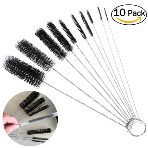 10pcs Nylon Tube Brushes Straw Set For Drinking Straws / Glasses / Keyboards / Jewelry Cleaning Brushes Clean Tools Clean Bottle, Straw Bottle, Bottle Cleaner, Cleaning Brushes, Kitchen Cleaning Supplies, Glasses Drinking, Bottle Brush, Household Cleaners, Test Tube