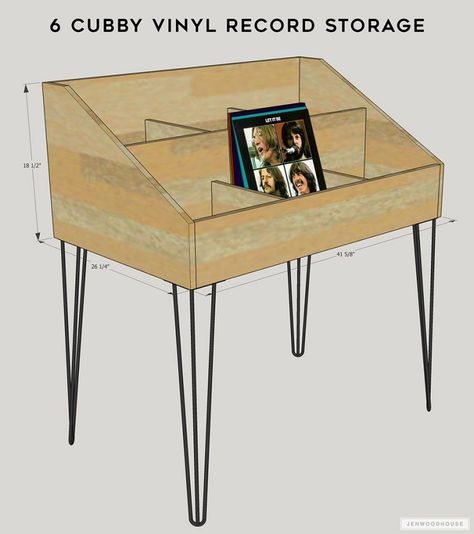 Project Plans for 6 Cubby Vinyl Record Storage Diy Vinyl Record, Vinyl Record Storage Diy, Lp Regal, Vinyl Record Furniture, Record Album Storage, Vinyl Record Cabinet, Lp Record Storage, Record Storage Cabinet, Vinyl Record Display