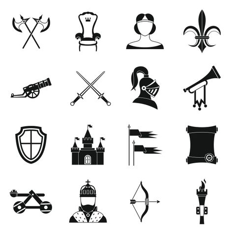 Medieval Symbols, Knight Medieval, Middle Age Fashion, Game Icon, Medieval Fashion, Fantasy Rpg, Middle Ages, Icon Set, Chinese Style