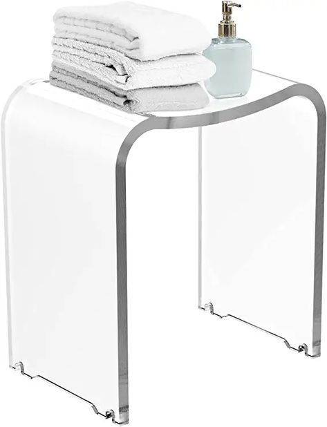 Shower Stools Ideas, Acrylic Bench, Bathroom Chair, Bath Chair, Shower Modern, Cottagecore Living, Bath Seats, Shower Stool, Primary Bath