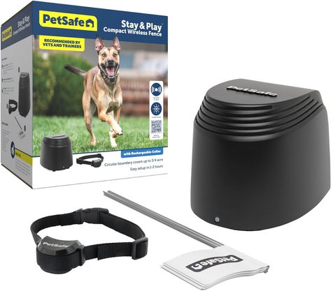 PetSafe Stay & Play Compact Wireless Dog Fence, Easy Rechargeable Battery, Secure up to 3/4 Acre, No-Dig Portable Fencing, America's Safest Fence. Pet Play Area, Portable Fence, Invisible Fence, Cat Fence, Wireless Dog Fence, Pet Fence, Electric Fence, Dog Fence, Pet Training