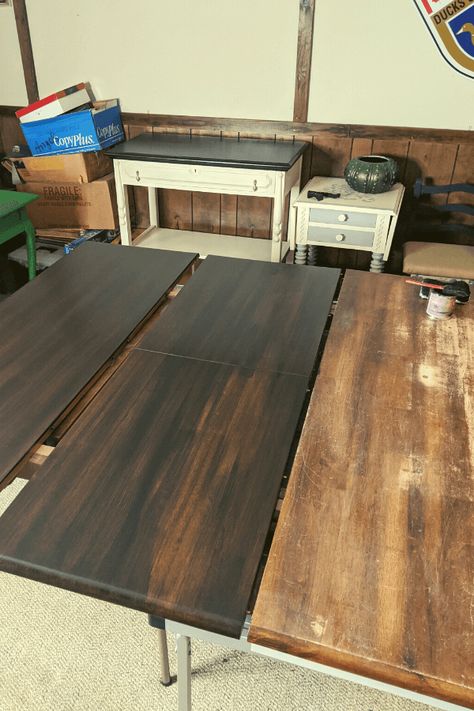 Black Stained Farmhouse Table, Black Gel Stain Table, Dark Wood Farmhouse Table, Black Stained Wood Table, Black Stained Dining Table, Gel Stain Table, Kitchen Table Refinish, Painted Farmhouse Table, Chalk Paint Kitchen Table