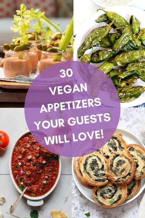 30 Vegan Appetizers Your Guests Will Love. All perfect for the upcoming holiday season, or for keeping your guest's hunger pangs at bay while you finish up the cooking at your dinner parties. #veganappetizers #vegan Vegan Appetizer Recipes, Vegan Dinner Party, Vegan Apps, Vegan Appetizers Recipes, Vegan Appetizer, Vegan Party Food, Vegan Party, Vegetarian Appetizers, Party Appetizers