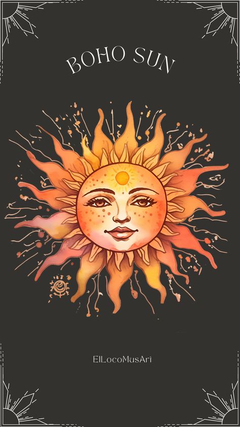 Hippie Sun Art Bohemian, Sun Beams Drawing, Boho Sun Illustration, Boho Sun Drawing, Sun Woman Art, Sun And Moon Art Aesthetic, Sun Painting Hippie, Sun Art Aesthetic, Sun Painting Ideas