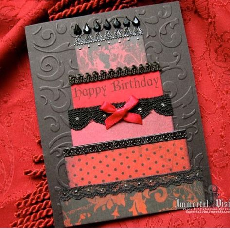 Goth Cake, Goth Birthday, Gothic Birthday, Red Goth, Goth Kids, Happy Birthday Greeting Card, Birthday Cards Diy, Black Candles, Family Birthdays