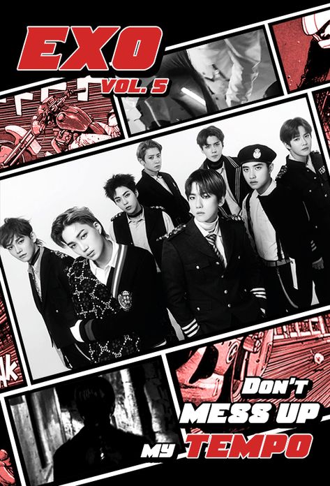 EXO + Don’t Mess Up My Tempo 🏍️  // Animated Album Cover Exo Poster, Exo Tempo Wallpaper, Kai Bear, Exo Magazine Cover, Exo Poster Aesthetic, Exo Tempo Album Cover, Exo Kokobop, Exo Stickers, Exo Group