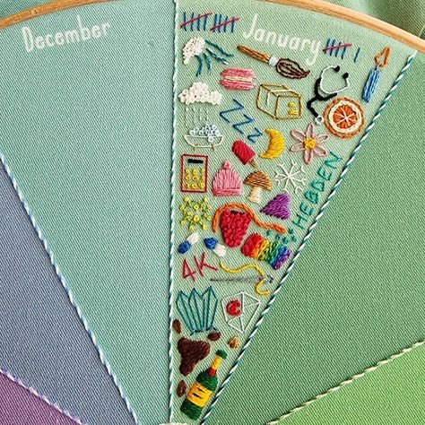 "January ✔\n\n#365project #phenologywheel #threadjournal #embroiderykit #365daysofstitching" Stitch Journal Embroidery, Embroidery Journal Ideas, Embroidery Diary, Journal Embroidery, Template Embroidery, Embroidery Journal, Stitch Journal, Gratitude Diary, Book Wrap