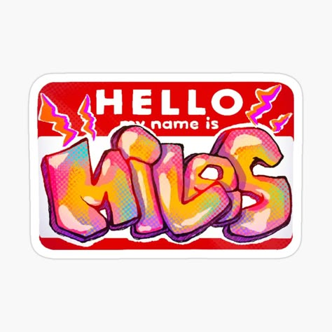 Miles Morales Graffiti Stickers, Graffiti With Characters, Miles Morales Name Tag, Miles Morales Tag, Spider Verse Graffiti, Miles Graffiti, Graffiti Stickers Ideas, Tagging Stickers, Miles Morales Graffiti