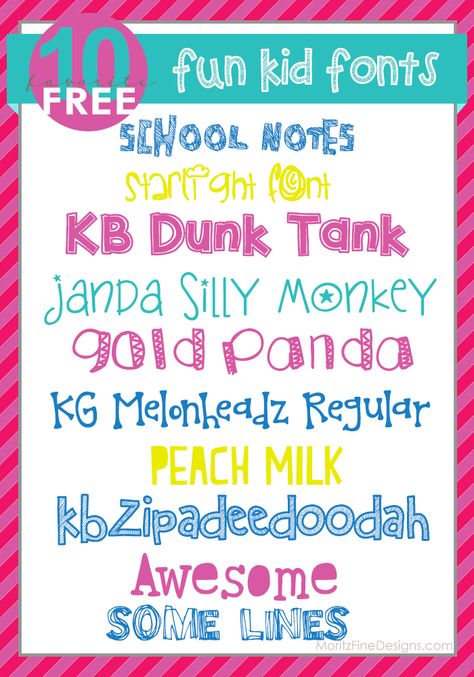 Super Fun Kid Fonts! These are easy and FREE to download and use. Awesome for kid-friendly party invitations and more! Kg Fonts Free, Free School Fonts, Kid Fonts Free, Window Nooks, Contemporary Window, Teacher Fonts, Computer Font, Free Font Download, Blog Designs