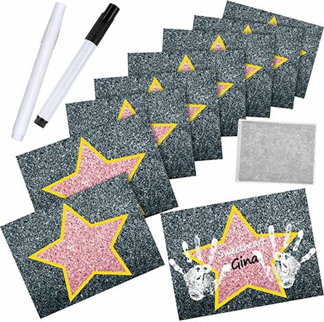 Amazon.com: 51 Pcs Personalize Your Own Stars of Fame Favorite Star Movie Stars Cards with Thumbprint Ink Pad Black Marker for Kids Fun Home Activities Party Movie Star Themed Party Decorations DIY : Toys & Games Diy Hollywood Star, Superstar Themed Classroom, Movie Themed Activities, Movie Themed Crafts, Movie Crafts For Kids, Movie Activities For Kids, Hollywood Crafts For Kids, Movie Decorations, Movie Under The Stars Birthday Party