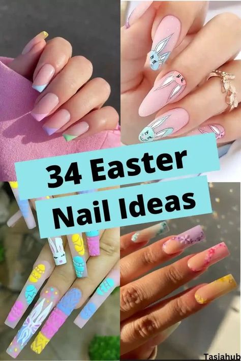 34 Cute And Simple Easter Nails Ideas - Tasiahub Simple Easter Nails, Pastel French Tips, Easter Nails Ideas, Cross Nail Designs, Daisy Acrylic Nails, Easter Nail Art Designs, Sophisticated Nails, Cross Nails, Festive Manicure