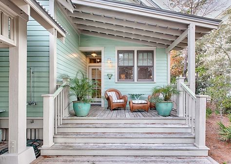 Water Color, Florida Mint Julep Beach Cottage Back Porch Beach House Exterior Colors, Florida Beach Cottage, Beach House Tour, Beach House Exterior, House Of Turquoise, Casa Vintage, Beach Cottage Decor, Beach Cottage Style, Beach Bungalows