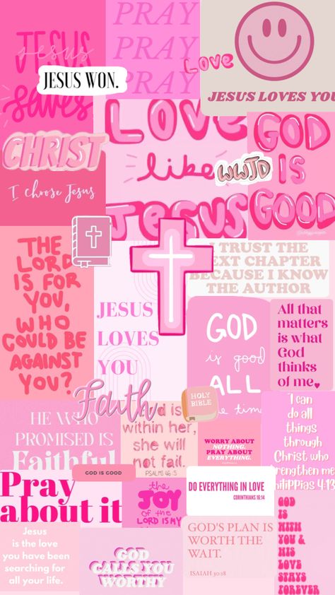 #pink #jesuslovesyou #jesussaves #jesusisking #jesuschrist #christian #christianity #wallpaper #bibleverse #books #vibes #quotes #life #music #fyp Wallpaper For Christian Girlies, Wwjd Wallpapers Aesthetic, Preppy Music Wallpaper, Pink Asthetics Wallpaper Ipad, M Preppy Wallpaper, Preppy Bible Wallpaper, Good Wallpapers Aesthetic, Asthetic Jesus Wallper, Cute Christen Wallpaper