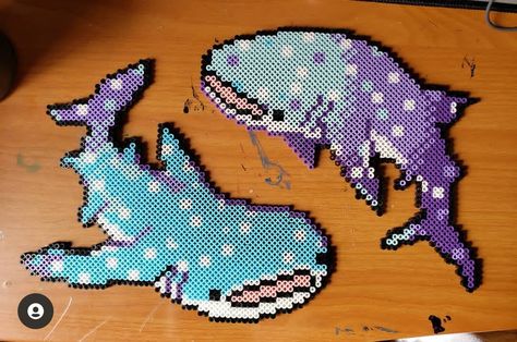 Manta Ray Perler Beads, Perler Bead Patterns Plants, Detailed Perler Bead Patterns, Lava Lamp Perler Beads, Unique Perler Bead Patterns, Jellyfish Perler Bead Patterns, Jellyfish Perler, Shark Perler Bead Pattern, Axolotl Perler Beads