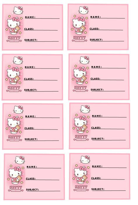 Hello Kitty Name Label, My Melody Subject Label, Cute Labels Printable, Hello Kitty Name Tag Template, Cute Name Tags For School, Subjects Label, Name Labels For School Printable, Hello Kitty Name Tag, Name Stickers For School