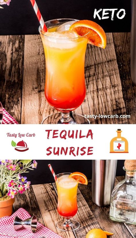 Our Keto-friendly Tequila Sunrise Cocktail takes this classic drink to another level . . the low-carb level! Cold Pressed Juice Recipes, Quick Smoothie Recipes, Best Juicing Recipes, Tequila Sunrise Cocktail, Summer Beverages, Sunrise Cocktail, Low Carb Cocktails, Breakfast Juice, Keto Cocktails