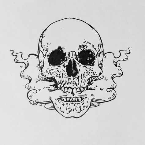 #skull #smoke #tattoo #tattooideas Skull With Weeds Tattoo, Drippy Skull Tattoo, Skull Pen Sketch, Anime Skull Tattoo, Grunge Skull Drawing, Graphic Skull Design, Skull With Fire Tattoo, Trippy Skull Drawing, Unique Skull Drawing