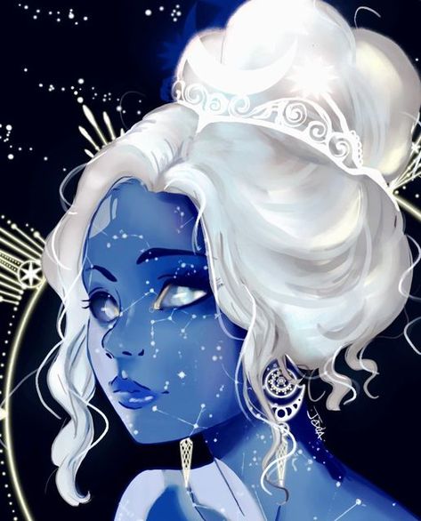 Crystal Female Character Design, Star People Art, Celestial Art Goddesses, Star Goddess Art, Moon Character Design, Celestial Oc, Celestial Character Design, Star Person, Goddess Of The Stars