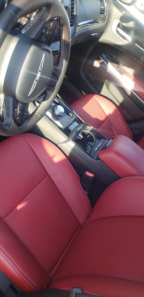 Interior on the Red S package Cars With Red Interior, Red Interior Design Car, Chrysler 300 Custom Interior, Car With Red Interior, White Car Red Interior, Chrysler 300 Interior Ideas, Red Car Interior, Red Car Interior Decor, Chrysler 300 Interior