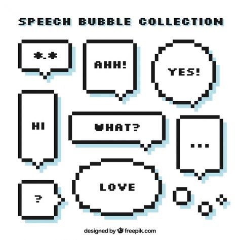 Set of pixelated speech bubbles with messages Free Vector Pixel Speech Bubble, Text Bubble, Pixel Art Tutorial, Cool Pixel Art, Speech Bubbles, Pix Art, Pixel Design, Pixel Art Games, Game Ui Design