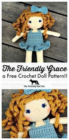 Free Crochet Doll Patterns Easy, Crochet Doll Hair, Free Form Crochet, Beau Crochet, Doll Patterns Free, Crochet Doll Tutorial, Crochet Idea, Crochet Doll Dress, Hairpin Lace