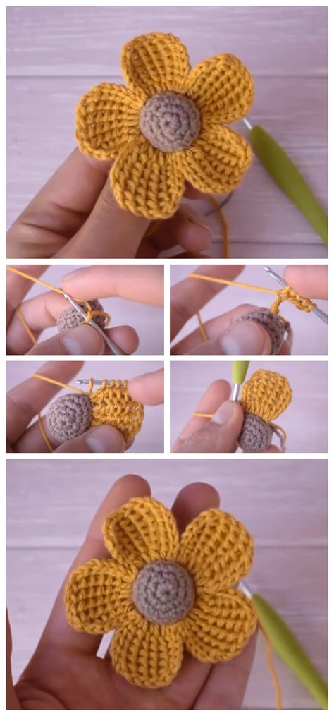 You’ll learn How to Crochet 5 Petal Flower. It’s quick project to make and perfect for an embellishment on a hat, scarf, or headband. Motif Kait, 5 Petal Flower, Bobin Dantel, Crochet Flowers Free Pattern, Crocheted Flowers, Crochet Easy, Petal Flower, Cardigan Winter, Crochet Flower Tutorial