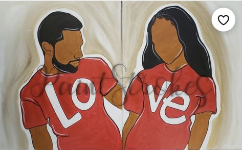 His And Hers Paintings, Sip And Paint Couples Ideas, Couple Paint And Sip, Sip And Paint Ideas Couples At Home, Valentines Vinyl Ideas, Couples Artwork, Couples Paintings, Couple Event, Valentines 2024