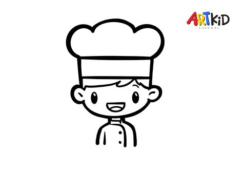 This picture belongs to one of our easy drawing and coloring videos on our YouTube channel. You will find the link to download the high quality outline picture in the description of the video. Chef Drawing Easy, Outline Pictures, Drawing Videos, Free Printable Coloring Pages, Printable Coloring Pages, Easy Drawings, Free Printables, Coloring Pages, Drawings