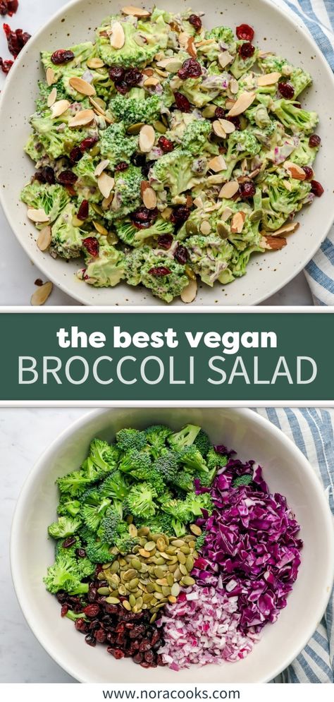 Vegan Broccoli Salad Broccoli Cabbage Salad, Kale Broccoli Salad, Broccoli Beet Salad, Chopped Salad Recipes Vegan, Vegan Cold Salad Recipes, Vegan Broccoli Salad Recipe, Vegan Cold Salad, Plant Based Salad Recipes, Brocoli Salad Recipes