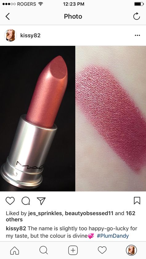 Mac Plum Dandy frost lipstick @kissy82 Instagram Frost Lipstick, Frosted Lipstick, Kiss Makeup, Make Me Up, Lipstick Makeup, Inner Beauty, Dandy, Lipsticks, Makeup Yourself