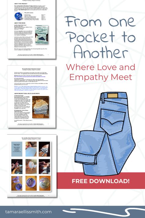 Cultivate empathy with Tamara Ellis Smith's Blue Jeans Project, a community service venture inspired by her middle-grade novel ANOTHER KIND OF HURRICANE. By running a clothing drive and sending notes in blue jean pockets, students build connections with peers across the nation, becoming pen pals who embrace both differences and similarities. Download the free guide to fuel social-emotional learning and volunteering. Learn more at tamaraellissmith.com. Book Therapy, Emotional Activities, Community Service Projects, Social Emotional Activities, Therapy Games, Pen Pals, Classroom Projects, Service Projects, Jean Pockets