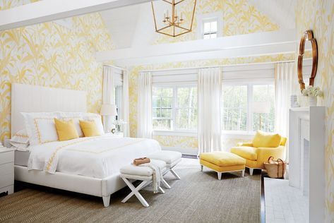 Coastal Living Showhouse 2016, Hamptons Classic, flared roof lines, sensationally sunny color, and the coziest outdoor rooms around: step inside this yearâ€™s dreamy retreat Yellow Bedroom Decor, Boy Rooms, Yellow Room, Coastal Bedrooms, Design Wardrobe, Yellow Bedroom, Coastal Bedroom, Home Design Decor, Beautiful Bedrooms