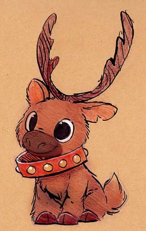 Reindeer Drawing, Xmas Drawing, Christmas Drawings, Christmas Drawing, Cute Doodles, Christmas Art, Animal Drawings, Easy Drawings, Christmas Card