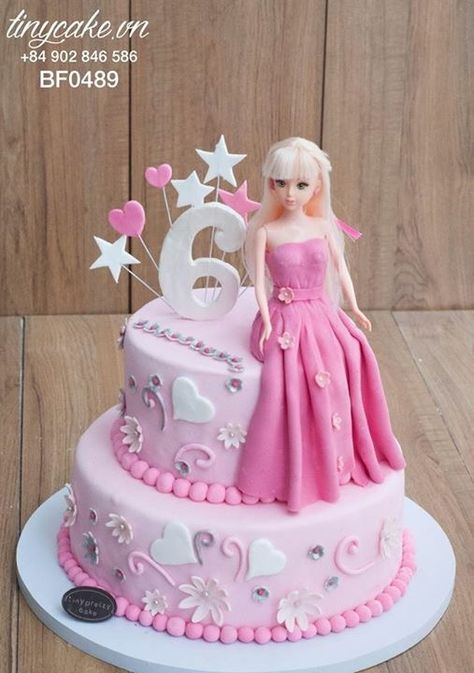 Princess Cake Designs For Girl, Doll Cakes Ideas Princess, Doll Cake Designs, Cake Decorating For Kids, Barbie Doll Birthday Cake, Barbie Doll Cake, Flower Cake Design, Cake Designs For Girl, Ariel Birthday Party