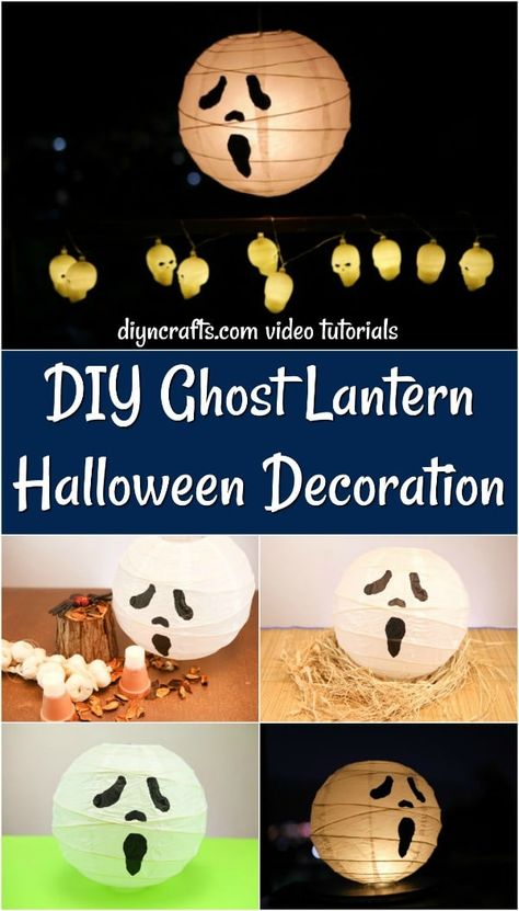 How to Make a Ghost Paper Lantern! Make a ghost paper lantern this year to hang outside for your Halloween party! An easy, cheap and fun way to add light to any party! Try making your own Ghost paper lantern for Halloween! This ghost lantern makes cute and spooky home decor! #homedecor #halloween #lanterns #ghost #holiday Spooky Board, Ghost Lantern, Paper Lantern Making, Resident Appreciation, Lantern Paper, Halloween Lights Decorations, Round Paper Lanterns, Lantern Craft, Hallowen Ideas