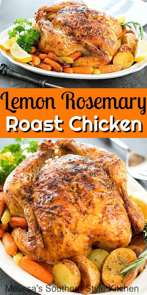 Garlic Roast Chicken, Whole Chicken Recipes Oven, Baked Whole Chicken Recipes, Rosemary Roast, Rosemary Chicken Recipe, Garlic Roast, Whole Baked Chicken, Rosemary Roasted Chicken, Lemon Roasted Chicken