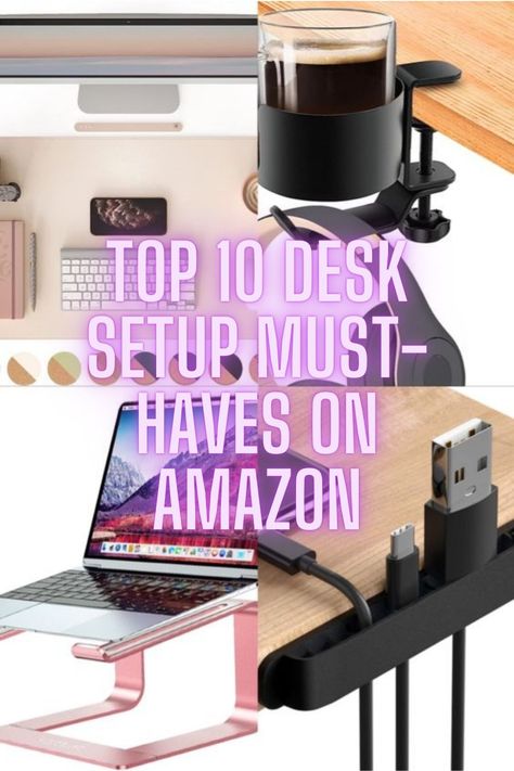 Cool Office Gadgets Desk Supplies, Work Desk Coffee, Desk Setup Gadgets, Ipad Air Desk Setup, Desk Charging Station Ideas, Stand Up Desk Decor, Mobile Desk Setup, Wfh Desk Setup Laptop And Monitor, Office Desktop Setup