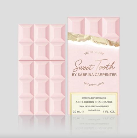 Sabrina Carpenter Perfume, Tooth Photoshoot, Sweet Tooth Perfume, Sabrina Carpenter Sweet Tooth, Perfume Photoshoot, Chocolate Perfume, Perfume Notes, Stylish Wallpaper, Pink Perfume