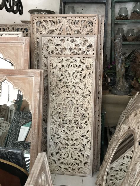 Bali Decor, Wood Scraps, Wood Carvings, Wood Carved, Carved Wood, White Wood, Home Decor Styles, Wood Wall, Decor Styles