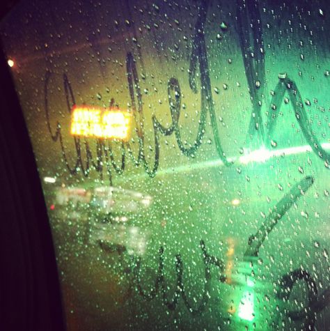 Writing on the fogged up car windows... :) Album Redesign, Water Vapor, Night Aesthetic, The Window, Car Windows, Car Window, Neon Signs, Writing, Feelings