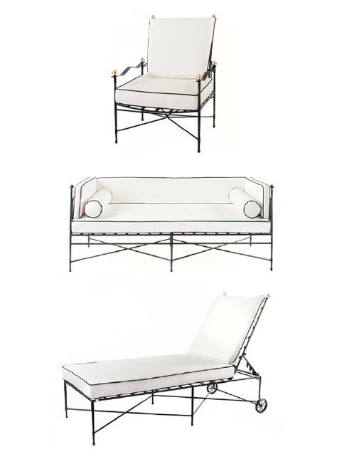 "ORIGINAL" Amalfi Sofa with Adjustable Chain Back | Outdoor Furniture French Style Outdoor Furniture, Iron Sofa Design, Pineapple Table, Tuxedo Sofa, Luxury Patio, Luxury Patio Furniture, Chair Luxury, Luxury Outdoor Furniture, Deep Seat Cushions