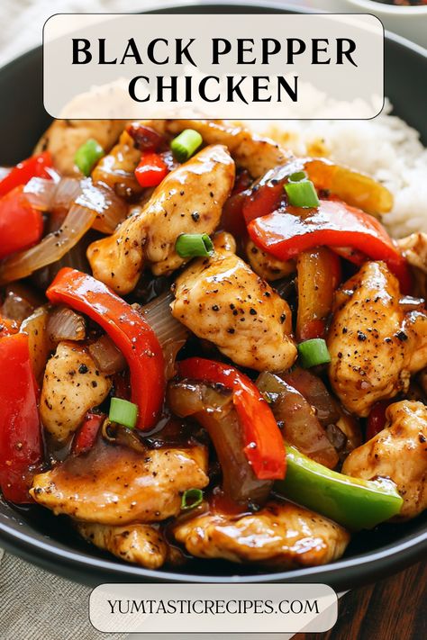 Whip up this restaurant-quality black pepper chicken at home with simple ingredients! Packed with bold black pepper, tender chicken, and a delicious savory sauce, this dish is quick, easy, and unforgettable. Perfect for busy nights or family meals—add it to your favorites!

#DinnerIn30Minutes #BlackPepperLovers #EasyChickenRecipe #WeeknightMeals #AsianInspiredDishes Teriyaki Lo Mein, Lo Mein Stir Fry, Chicken Bell Pepper Recipes, Sheet Pan Sausage And Veggies, Pan Sausage And Veggies, Chicken Peppers And Onions, Stuffed Bell Peppers Chicken, Southern Comfort Foods, Sweet Pepper Recipes